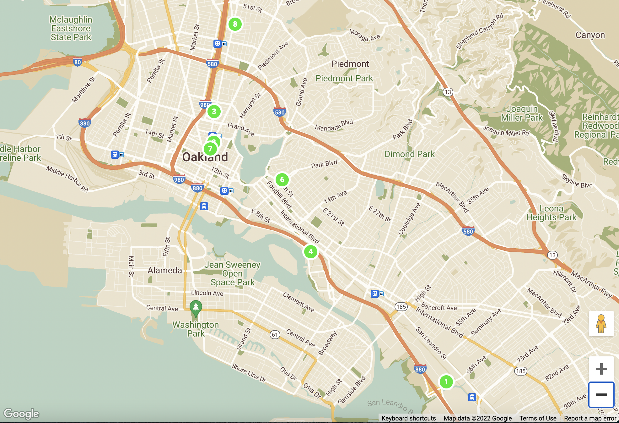 Google Map of Oakland Dispensaries